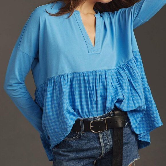 Anthropologie Pilcro Long-Sleeve Babydoll Top - Picture 1 of 9